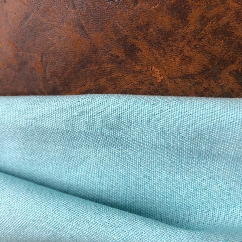 tissu lin coton turquoise