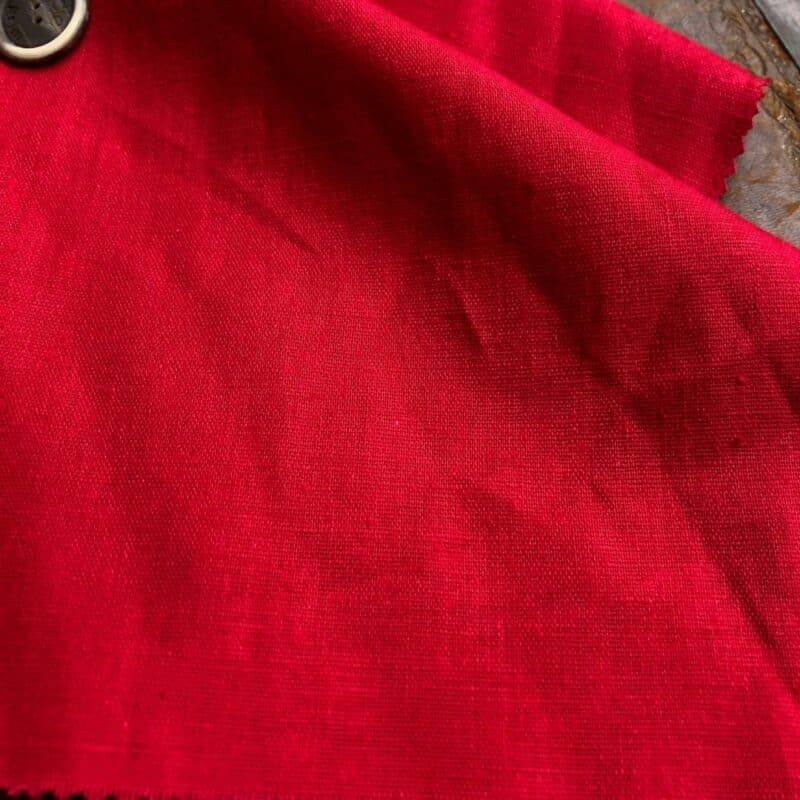 tissu lin coton rouge